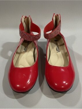 Red Patent Leather Ankle-Strap Flats - Easy Strider